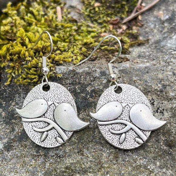 Love Bird Drop Earrings Antique Silver - Picture 4 of 5
